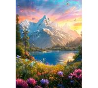 Puzzle 120 pièces Paysage Lac Montagne Enneigée Puzzles pour Adultes Jeux d'activités Familiales,Puzzle à Faire Soi-même pour Décoration Murale de la Maison