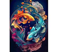 Puzzle 120 pièces,Poisson Rouge Yin Yang Puzzl pour Adultes, Puzzles pour Adultes Jeu éducatif Défi Jouet, Jeu d'adresse pour Toute la Famille, Puzzle pour Adulte Enfants