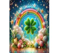 Puzzle 120 pièces Trèfle Porte-Bonheur à Fleurs Arc-en-Ciel Puzzles pour Adultes Jeux d'activités Familiales,Puzzle à Faire Soi-même pour Décoration Murale de la Maison