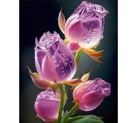 Puzzle 120 pièces Tulipes en Cristal Rose Puzzles pour Adultes Jeux d'activités Familiales,Puzzle à Faire Soi-même pour Décoration Murale de la Maison
