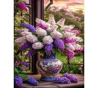 Puzzle 120 pièces Vase Bouquet de Lilas Puzzles pour Adultes Jeux d'activités Familiales,Puzzle à Faire Soi-même pour Décoration Murale de la Maison
