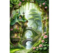Puzzle 120 pièces Villa Verte de Dessin animé Puzzles pour Adultes Jeux d'activités Familiales,Puzzle à Faire Soi-même pour Décoration Murale de la Maison