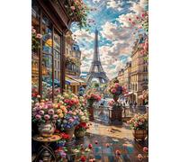 Puzzle 1200 pièces,75x50 cm Puzzles pour Adultes,Jeux éducatif Puzzles Classiques Défi Jouets Cadeaux pour Puzzle de Décoration Familiale - Boutique de Fleurs à Paris