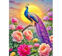 Puzzle 1200 pièces,75x50 cm Puzzles pour Adultes,Jeux éducatif Puzzles Classiques Défi Jouets Cadeaux pour Puzzle de Décoration Familiale - Fleur de Pivoine Paon