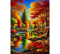Puzzle 1200 pièces,75x50 cm Puzzles pour Adultes,Jeux éducatif Puzzles Classiques Défi Jouets Cadeaux pour Puzzle de Décoration Familiale - Rivière des Bois d'automne