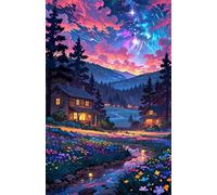 Puzzle 1200 Pieces 75x50 cm Rivière Fleur Chalet Puzzles, Jeu de Création et Logique, Jeux éducatif Défi Jouets Activité Familiale Parfaite Puzzle 1200 Pièces Adultes