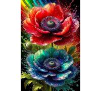 Puzzle 1200 Pieces Adulte Coquelicots Rouges Bleus 75x50 cm éducatif Challenge Classique Puzzles pour Famille Amis