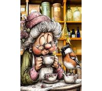 Puzzle 1200 Pieces Adulte Les Animaux Café Grand Mère 75x50 cm éducatif Challenge Classique Puzzles pour Famille Amis