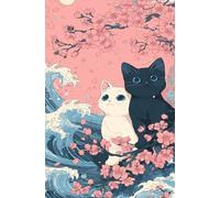 Puzzle 1200 Pièces Adultes Chat Fleur Vague, Défis Amusants Parfait pour la Détente Créativité, Puzzle 1200 Pieces 75 x 50 cm