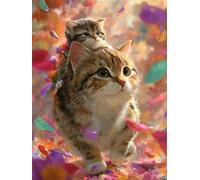 Puzzle 1200 Pièces Adultes Chat pétale coloré, 1200 Pièces Puzzles pour Adultes Jeu éducatif Jouets Défi, Décoration de la Maison, Cadeaux de Vacances
