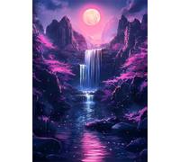 Puzzle 1200 Pièces Adultes Rivière Cascade Lune 75 x 50 cm, Jeux éducatif, Divertissement Créatif, Puzzle Classique, Jeu Difficile Puzzles 1200 Pièces