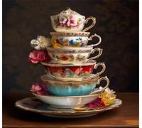 Puzzle 1200 Pièces Adultes Tasse à thé de Style européen 75x50cm 1200 Pièces Puzzles pour Adultes Jeu éducatif défi Jouet, Puzzle Impossible pour Toute la Famille