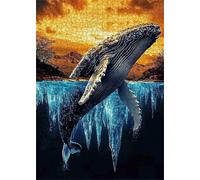 Puzzle 1200 Pieces Baleines L'Océan, Jeux éducatif Défi Jouets Puzzles Classiques, Parfaitement Emboîtable Lettres au Dos, pour Vous Faciliter Le Travail pour Hommes Femmes Plus âgés 75 x 50 cm