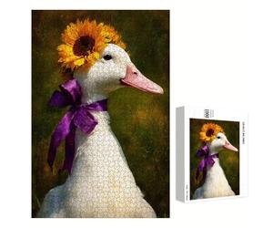 Puzzle 1200 Pièces - Canard & Tournesol - Puzzle en Bois Durable avec Lettres au Dos - Jeu sans Poussière avec Affiche - Modèle pour Collectionneurs et 14 Ans et Plus (75 x 50 cm) P3#874