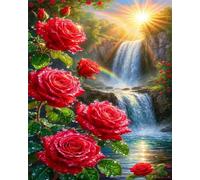 Puzzle 1200 pièces Cascade de Roses ensoleillées Puzzles pour Adultes Jeux d'activités Familiales,Puzzle à Faire Soi-même pour Décoration Murale de la Maison