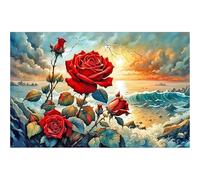 Puzzle 1200 pièces, Coucher de Soleil sur la mer des Roses Puzzles pour Adultes Jeu éducatif Défi Jouet, Jeu d'adresse pour Toute la Famille Puzzle pour Adultes