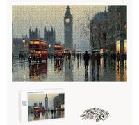 Puzzle 1200 Pièces - Londres & Street View - Puzzle en Bois Durable avec Lettres au Dos - Jeu sans Poussière avec Affiche - Modèle pour Collectionneurs et 14 Ans et Plus (75 x 50 cm) P3#339