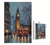 Puzzle 1200 Pièces - Londres & Street View - Puzzle en Bois Durable avec Lettres au Dos - Jeu sans Poussière avec Affiche - Modèle pour Collectionneurs et 14 Ans et Plus (75 x 50 cm) P3#970