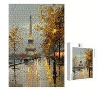 Puzzle 1200 Pièces - Paris & Automne - Puzzle en Bois Durable avec Lettres au Dos - Jeu sans Poussière avec Affiche - Modèle pour Collectionneurs et 14 Ans et Plus (75 x 50 cm) P3#863