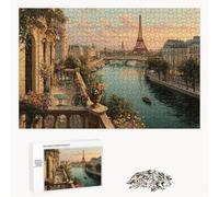 Puzzle 1200 Pièces - Paysage & Paris - Puzzle en Bois Durable avec Lettres au Dos - Jeu sans Poussière avec Affiche - Modèle pour Collectionneurs et 14 Ans et Plus (75 x 50 cm) P3#307