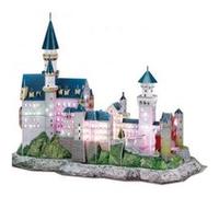 Puzzle 128 Pièces : Puzzle 3D avec LED - Château de Neuschwanstein - Difficulté 6/8, Cubic Fun G