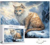 Puzzle 1314 Pièces Adultes, Chat Puzzle Hiver Motif Désign, Grand Bois Jigsaw 75x50cm Débutant Fille éducatif Challenge Toy avec Emballage Cadeau for Decoration Chambre Murale, Cadeau Femme, Model412