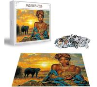 Puzzle 1314 Pièces Adultes Femmes africaines, Puzzle 1314 Pièces Parfaitement Imbriquées Lettres au Dos, Éléphant Jeu éducatif défi Joue Art Puzzles Classiques, pour Adultes Cadeau 75 x 50 cm B-201