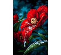 Puzzle 1314 Pieces Adultes Gouttes d'eau Fleurs Rouges 75 x 50 cm Puzzle Adulte Jeu éducatif défi Jouet Puzzle Impossible 1314 Pièces Puzzles