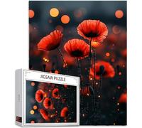 Puzzle 1314 Pièces Adultes, Rouge Puzzle Fleur Motif Désign, Grand Bois Jigsaw 75x50cm Débutant Fille éducatif Challenge Toy avec Emballage Cadeau for Decoration Chambre Murale, Cadeau Femme, Model991