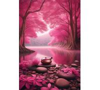 Puzzle 1314 Pieces Arbres Roses Rivières, Jeux éducatif Défi Jouets Puzzles Classiques, Parfaitement Emboîtable Lettres au Dos, pour Vous Faciliter Le Travail pour Hommes Femmes Plus âgés 75 x 50 cm