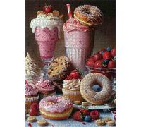 Puzzle 1314 Pieces Fruits Desserts, Jeux éducatif Défi Jouets Puzzles Classiques, Parfaitement Emboîtable Lettres au Dos, pour Vous Faciliter Le Travail pour Hommes Femmes Plus âgés 75 x 50 cm