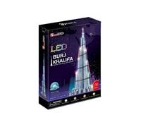 Puzzle 136 Pièces : Puzzle 3D avec LED - Burj Khalifa (Dubai) - Difficulté : 6/8, Cubic Fun