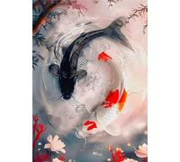 Puzzle 150 pièces,35x25 cm Puzzles pour Adultes,Jeux éducatif Puzzles Classiques Défi Jouets Cadeaux pour Puzzle de Décoration Familiale - Koi Noir et Blanc