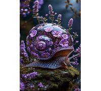 Puzzle 150 Pieces Adulte Escargot Fleurs Violettes 35x25 cm éducatif Challenge Classique Puzzles pour Famille Amis