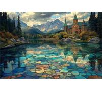 Puzzle 150 Pièces Adultes Château Lac Jungle Puzzle Difficile et Stimulant Jeux éducatif Puzzles Classiques Puzzles 150 Pièces Adultes Cadeau Stimulant 35 x 25 cm