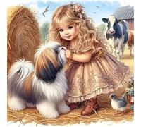 Puzzle 150 Pièces Adultes Fille Chien Ferme 65x65cm, Puzzle Adulte 150 Pieces, Jeu éducatif Défi Jouet, Puzzles Impossible, Bricolage Cadeau Artistique