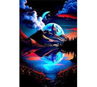 Puzzle 150 Pièces Adultes Lac Montagne Lune Puzzle Difficile et Stimulant Jeux éducatif Puzzles Classiques Puzzles 150 Pièces Adultes Cadeau Stimulant 35 x 25 cm