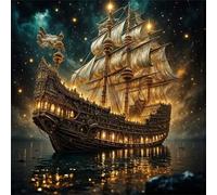 Puzzle 150 Pièces Adultes Le Navire Nuit étoilée 65x65cm 150 pièces Puzzles pour Adultes Jeu éducatif défi Jouet, Puzzle Impossible pour Toute la Famille