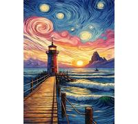 Puzzle 150 Pièces Adultes Phare Lever Soleil Puzzle Difficile et Stimulant Jeux éducatif Puzzles Classiques Puzzles 150 Pièces Adultes Cadeau Stimulant 35 x 25 cm