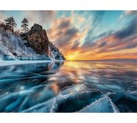 Puzzle 150 pièces Coucher de Soleil sur la rivière Glacier Puzzles pour Adultes Jeux d'activités Familiales,Puzzle à Faire Soi-même pour Décoration Murale de la Maison