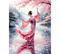 Puzzle 150 pièces Danseuse Japonaise Puzzles pour Adultes Jeux d'activités Familiales,Puzzle à Faire Soi-même pour Décoration Murale de la Maison