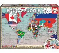 Educa Borrás Puzzle Géo Drapeaux du Monde 150 pièces 48x34 cm 6-8 ans