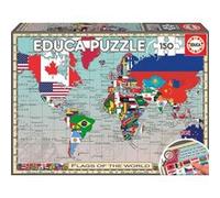 Educa Borrás Puzzle Géo Drapeaux du Monde 150 pièces 48x34 cm 6-8 ans