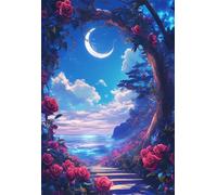 Puzzle 150 Pieces Fleur L'Océan Lunaire, Jeu éducatif Défi Jouets Stimule Concentration et Imagination, Puzzle Adulte 150 Pièces 35 x 25 cm