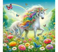 Puzzle 150 pièces Fleurs Arc-en-Ciel Licorne,Puzzles pour Adultes Jeux d'activités Familiales,Puzzle à Faire Soi-même pour Décoration Murale de la Maison