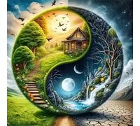 Puzzle 150 pièces Paysage Fantastique de Tai Chi,Puzzles pour Adultes Jeux d'activités Familiales,Puzzle à Faire Soi-même pour Décoration Murale de la Maison