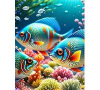 Puzzle 150 pièces Poissons tropicaux et coraux Puzzles pour Adultes Jeux d'activités Familiales,Puzzle à Faire Soi-même pour Décoration Murale de la Maison