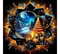 Puzzle 150 pièces pour Adulte,Fleurs de Noël Magiques 65x65 cm DIY De Puzzle,Divertissement créatif,Jeux éducatifs à défis Puzzles pour Toute la Famille