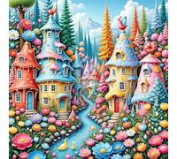 Puzzle 150 pièces pour Adulte,Fleurs du Village de Dessin animé 65x65 cm DIY De Puzzle,Divertissement créatif,Jeux éducatifs à défis Puzzles pour Toute la Famille