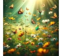 Puzzle 150 pièces pour Adulte,Fleurs Sauvages Papillons 65x65 cm DIY De Puzzle,Divertissement créatif,Jeux éducatifs à défis Puzzles pour Toute la Famille